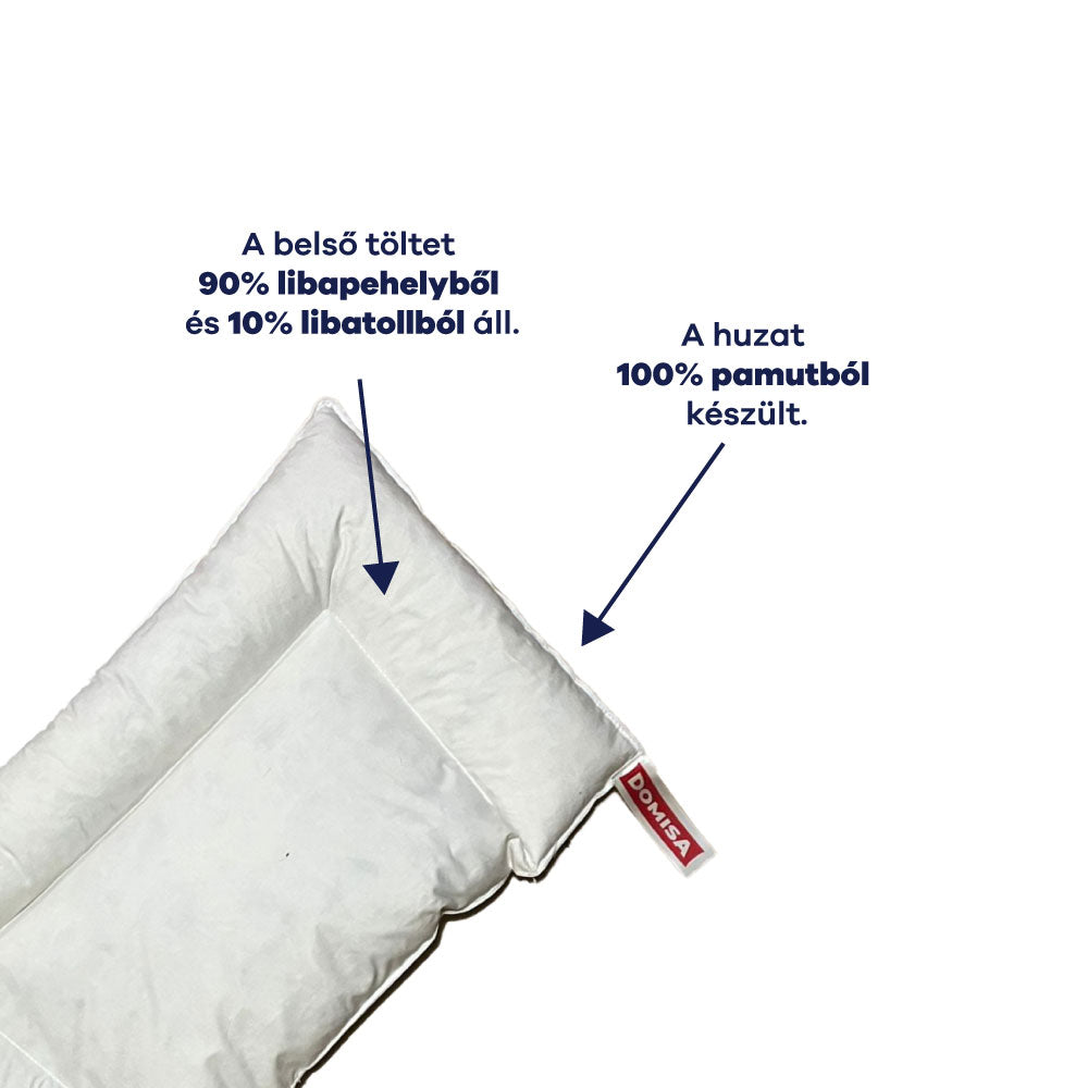 Puha, természetes libapehely gyermekpárna 2 éves kortól – 100% pamut huzat, Domisa márka